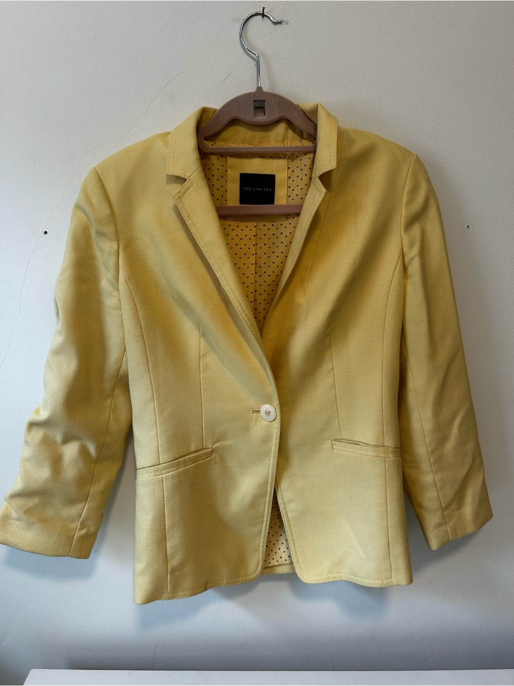 The Limited Yellow Single-Button Cropped Blazer